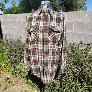 VINTAGE PLAID SHIRT SEARS TALL MEDIUM (B8)